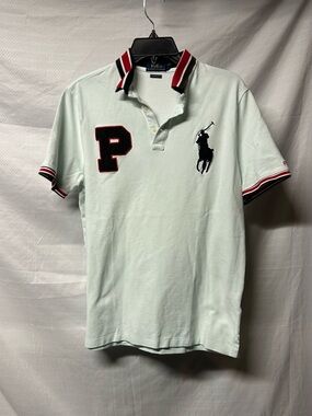 Ralph Lauren Mint Green Polo with Red-Trim Collar